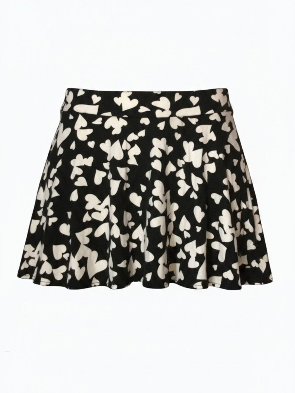 Total Girl Plus Size L 14.5-16.5 Skort Black White Heart Skater Skirt Girls